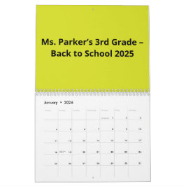 Calendário Flat Yellow Background – Back-to-School Texture