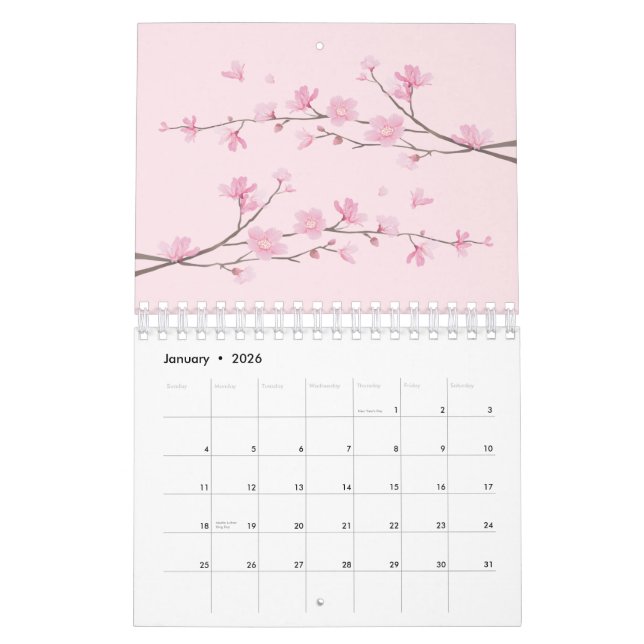 Calendário Flor de Cereja (Jan 2026)