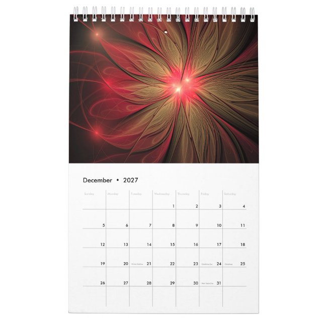 Calendário Flor de fantasia fractal macia e tenra (Dez 2027)