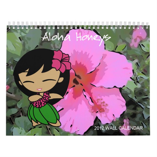 Calendário Floral 2012 da Aloha Honequis Hula Girl (Capa)