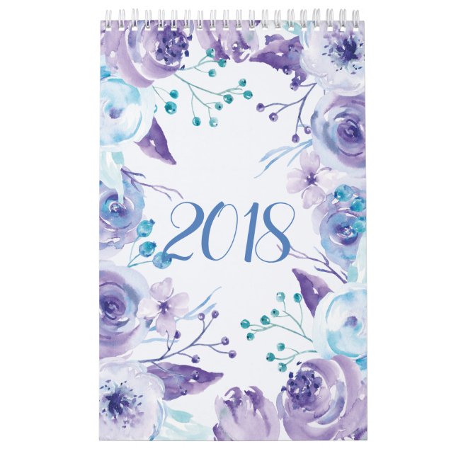 Calendário floral 2018 dos jardins da aguarela (Capa)