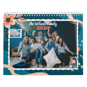 Calendário Floral 2024 Foto Personalizada da Famíl