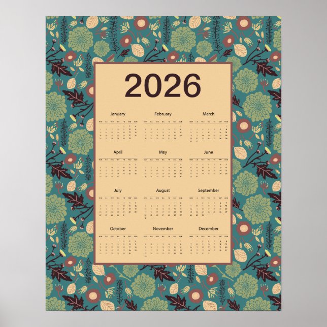 Calendário Floral 2026 Poster (Frente)