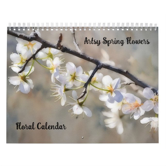 Calendário Floral de Flores de Primavera Artística (Capa)