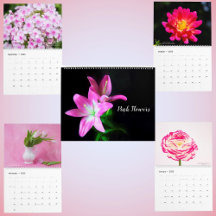 Calendário Floral de Flores Delicadas Rosa