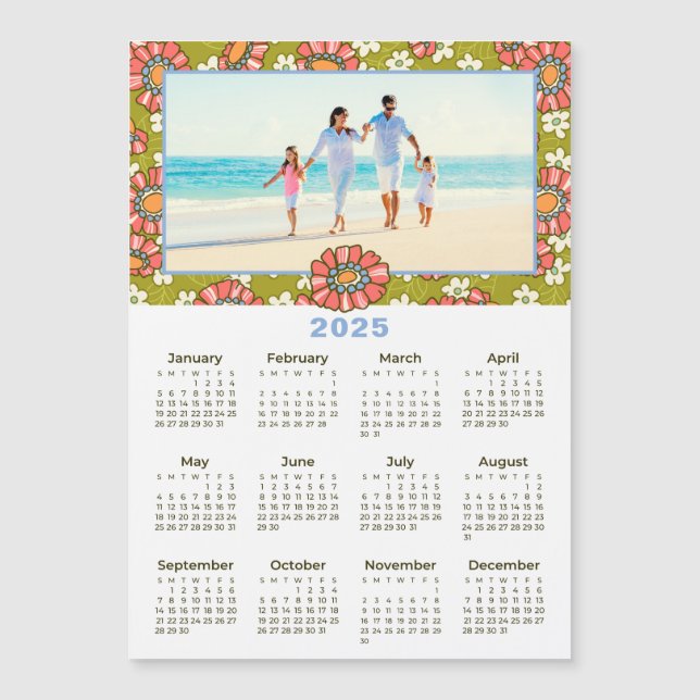 Calendário Floral de Foto Personalizado 2025 (Frente)