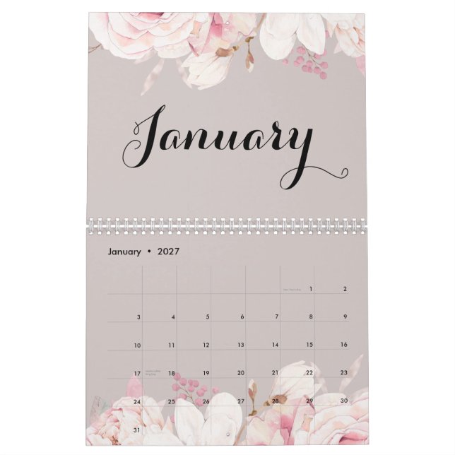 Calendário Floral Elegante 2024 (Jan 2027)
