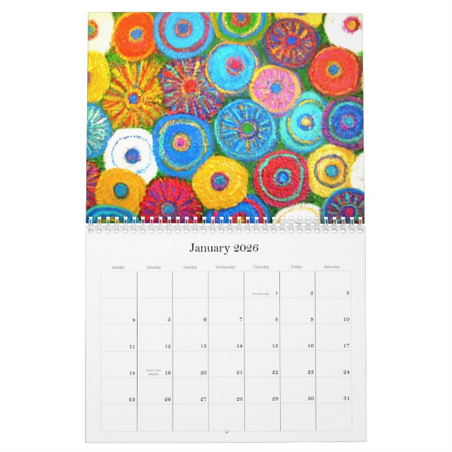 Calendário floral impressionista (Jan 2026)