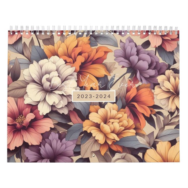 Calendário Floral moderno laranja-elegante na moda 3 r (Capa)
