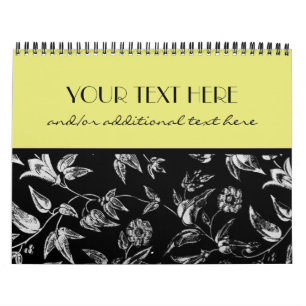 Calendário Floral preto & branco