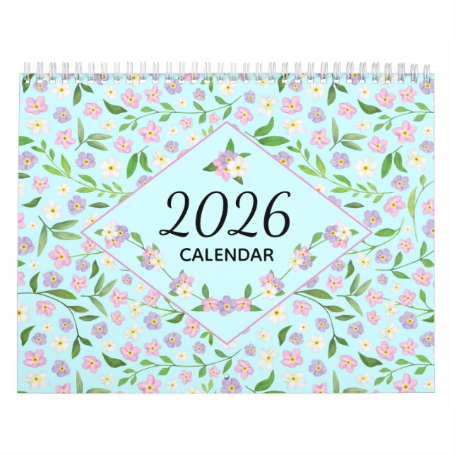 Calendário Floral Rústico Aquarela 2026 (Capa)