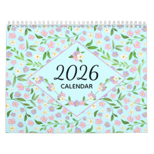 Calendário Floral Rústico Aquarela 2026