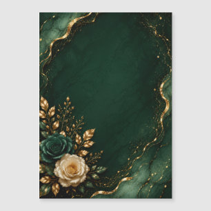 Calendário Floral Verde Esmeralda e Dourado