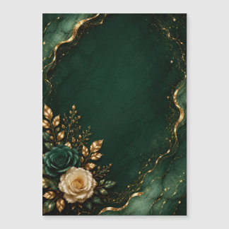 Calendário Floral Verde Esmeralda e Dourado