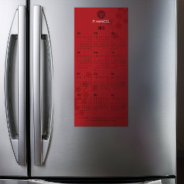 Calendário Floral Vermelho Negrito