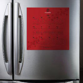 Calendário Floral Vermelho Negrito