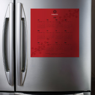 Calendário Floral Vermelho Negrito