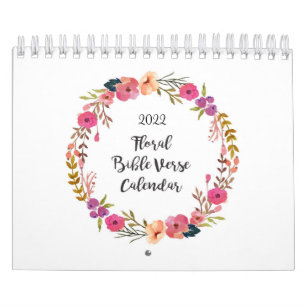 Calendário Floral Watercolor Bible Verse Calendar