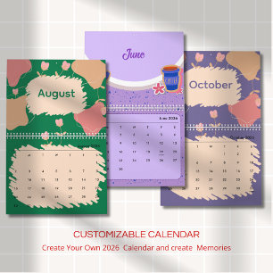Calendário Flores Abstratas e Pastéis Vibrantes