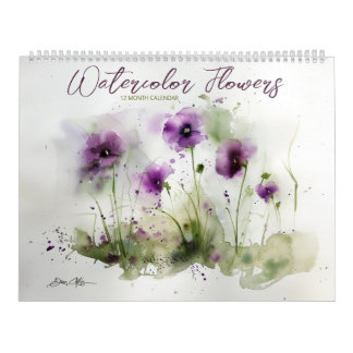 Calendário Flores de Aquarela 2