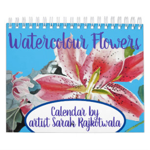 Calendário Flores de Aquarela 2022 - Arte Pintada no Calendá