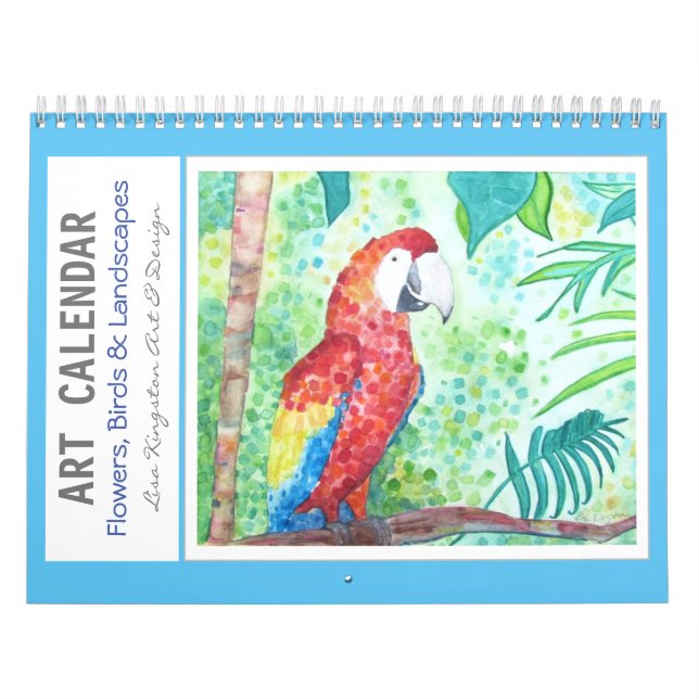 Calendário Flores de Aquarelas Aves e Paisagens (Capa)