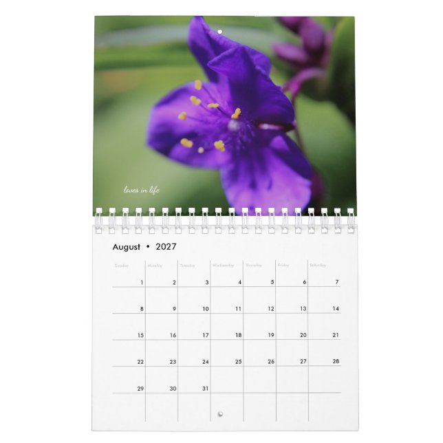 Calendário Flores do Jardim Roxo (Ago 2027)