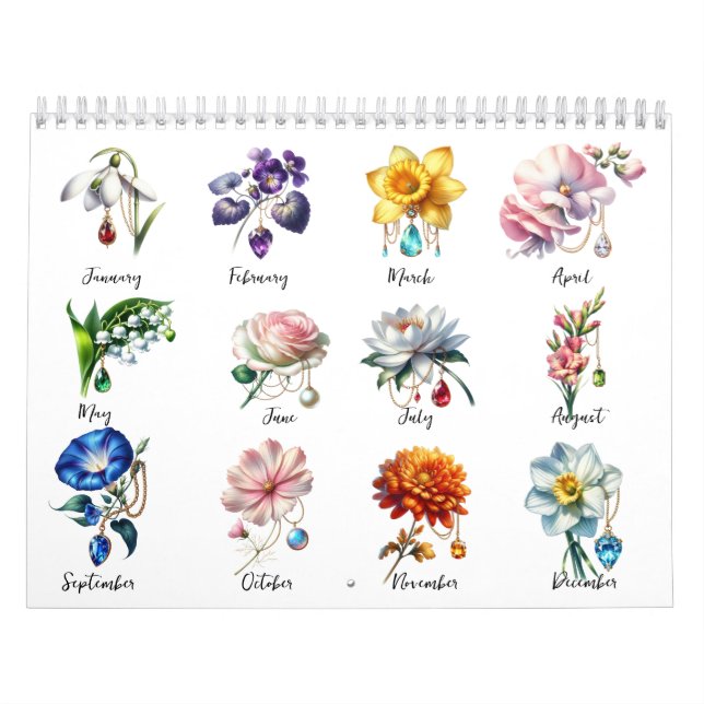 Calendário Flores e Pedras de Nascimento de 2026 (Capa)