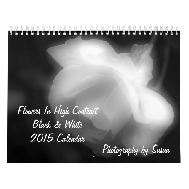 Calendário Flores Em Preto E Branco De Alto Contraste (Capa)