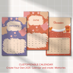 Calendário Flores Pastel Abstratas Brilhantes