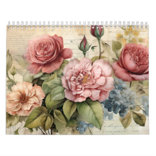 Calendário Flores Pintadas à Mão Vitorianas