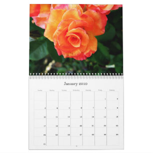 Calendário flores pretas e brancas