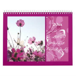 Calendário Flores rosa flores florais Natureza feliz designer