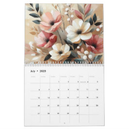 Calendário Flores Rosa Modernas