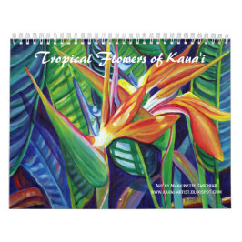 Calendário Flores Tropicais de Kauai Hawaii Calendar