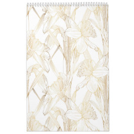 Calendário Flores tropicais e de ouro floral.