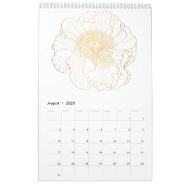 Calendário Flores tropicais e de ouro floral.