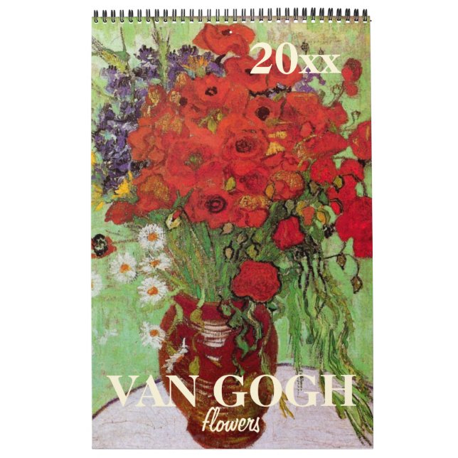 Calendário Flores Van Gogh com irrisões, girassóis, papagaios (Capa)