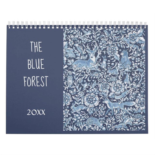 Calendário Floresta Azul e Branca Floresta Floresta Floral (Capa)