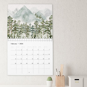 Calendário Floresta de Aquarela e Flor 2026