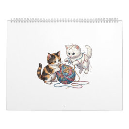 Calendário Fofos Gatinhos Divertidos com Bola de F