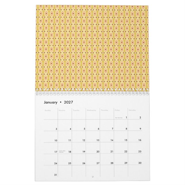 Calendário Folhas amarelas, cor de laranja e castanhas de pap (Jan 2027)