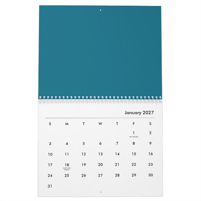 Calendário folhas de árvore (Jan 2027)