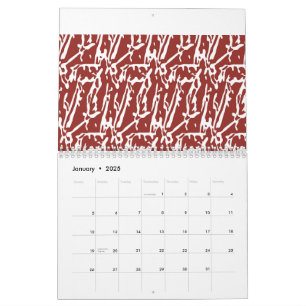 Calendário Formas de abstrato vermelho e laranja se misturam