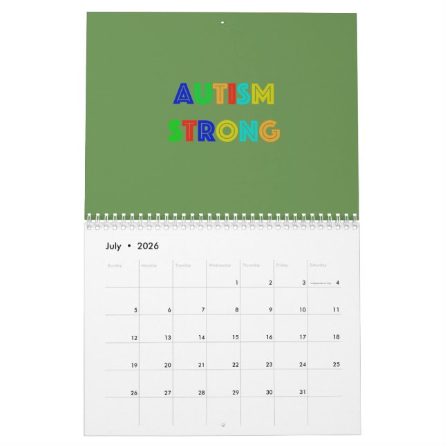 Calendário forte do autismo (Jul 2026)