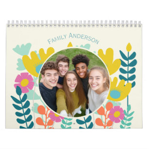 Calendário foto colorida floral moderna elegante 2027 present