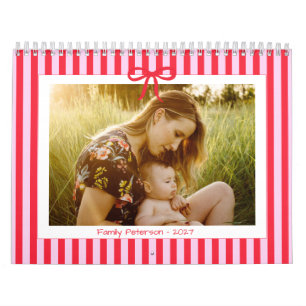 Calendário foto da família de 2027 listras arco elegante mode