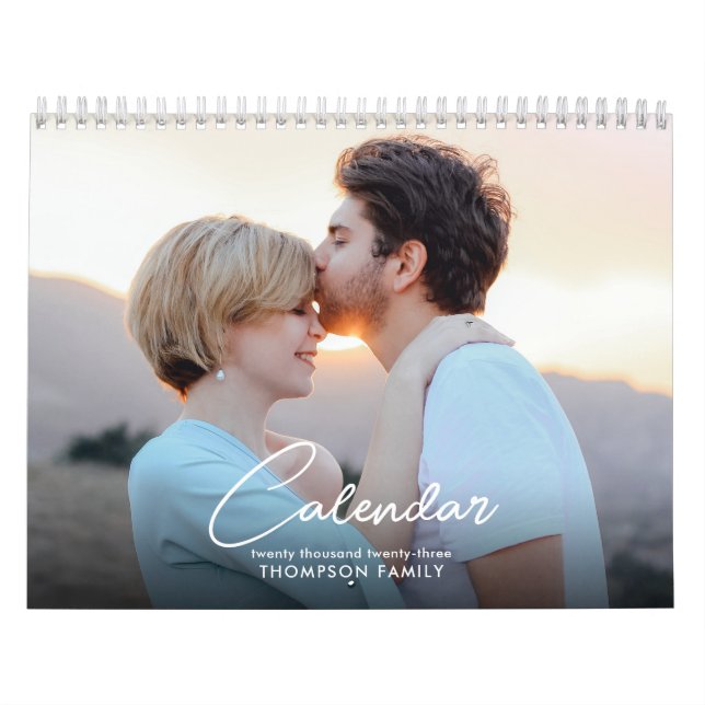 Calendário Foto da família de scripts minimalista moderna (Capa)