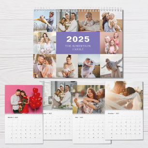 Calendário Foto da família moderna de colagem personalizada 2