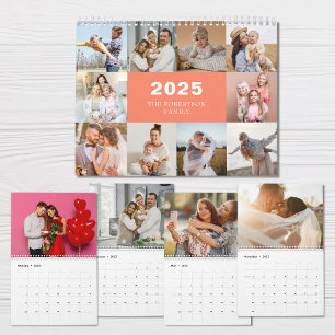 Calendário Foto da família moderna de colagem personalizada 2